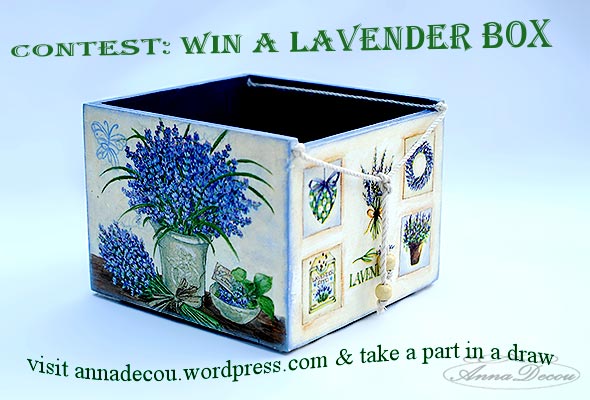 AnnaDecou wooden decoupage box, Lavender