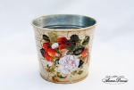 AnnaDecou - metal flower pot, , Metall Blumentopf, crackle glaze.
