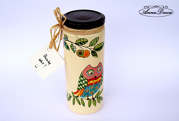 AnnaDecou handmade glass tea canister, handdecoriert Tee Dose.