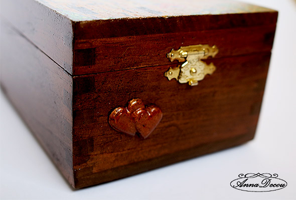 AnnaDecou handcraft wedding storage casket, Hand dekoriert Serviettentechnik Hochzeit schatulle box.